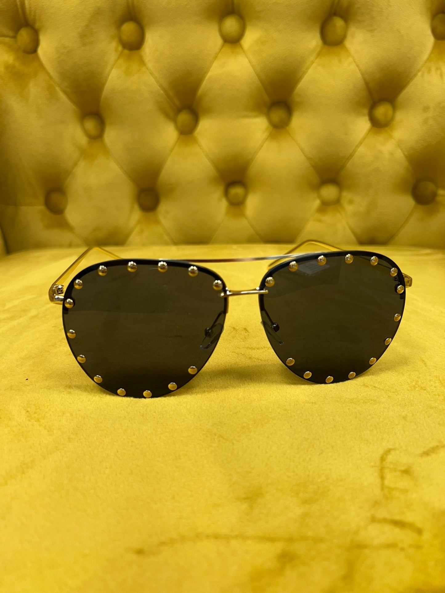 Double bridge studded aviator sunglasses