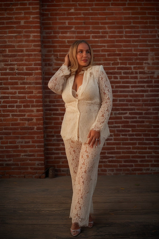 Lace Blazer Pants Set