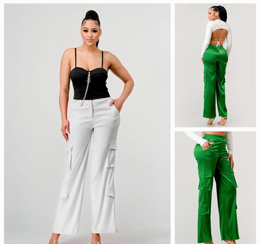 Pretty Girl Satin Cargo Pants