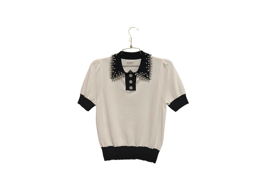 Studded Collar Viscose TopStudded Collar Viscose Top