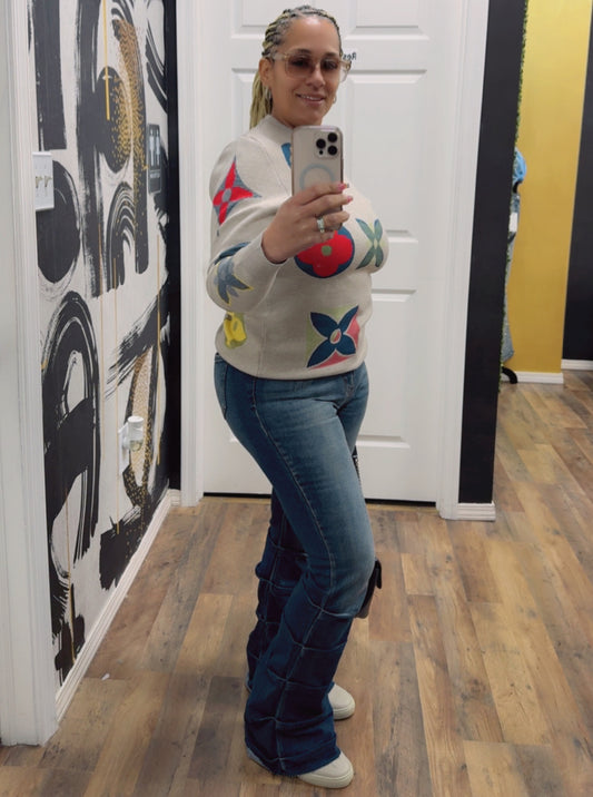 High Rise Pleated Jeans