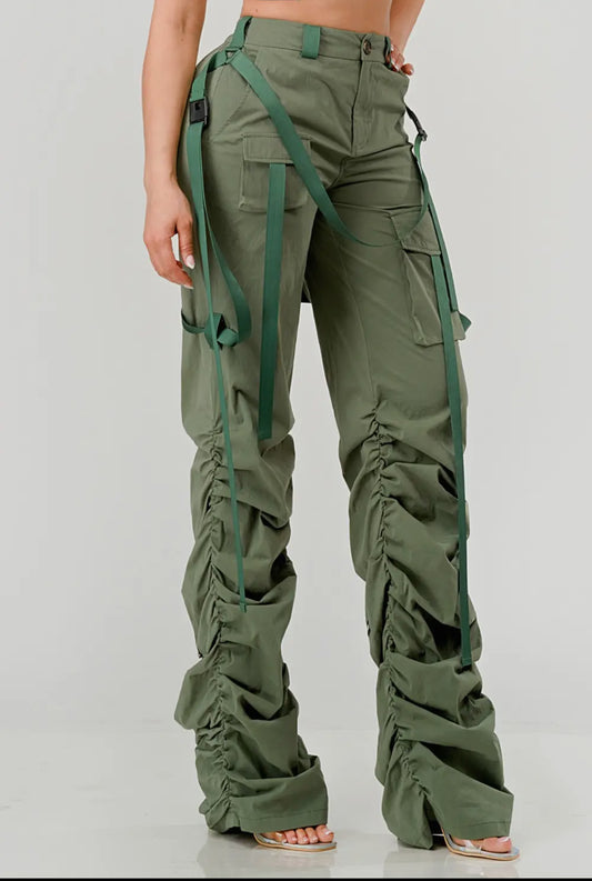 Edgy Ruched Utility Pants