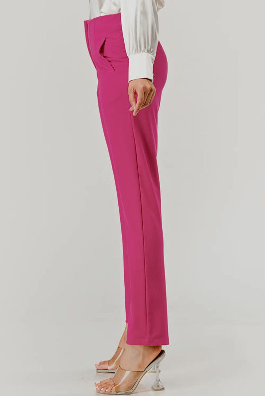 Casual Solid High Waist Pants