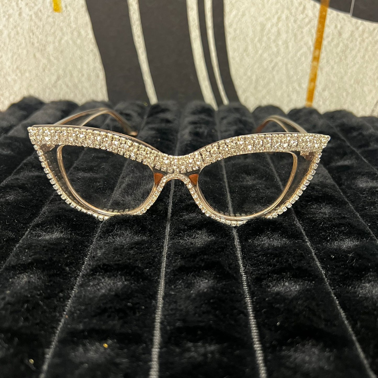 Cat Eye clear lens Rhinestone glasses