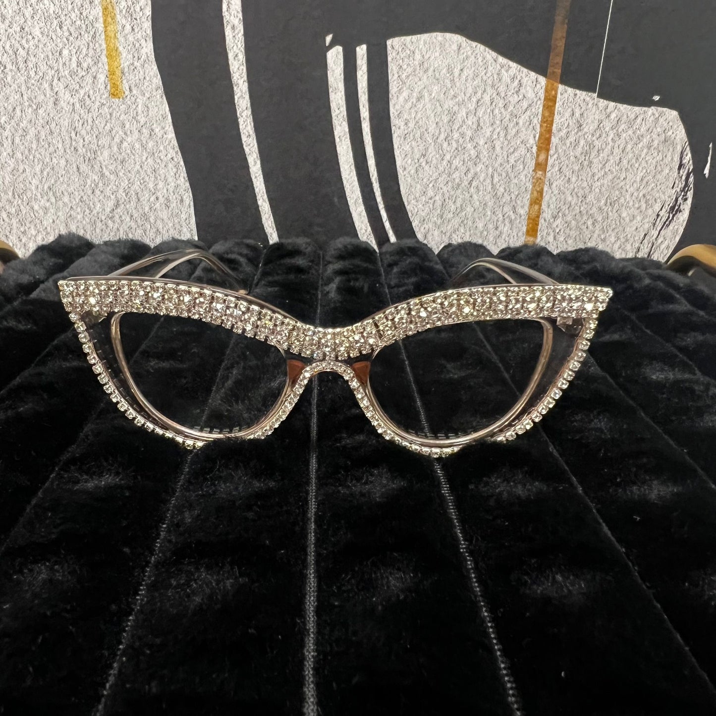 Cat Eye clear lens Rhinestone glasses