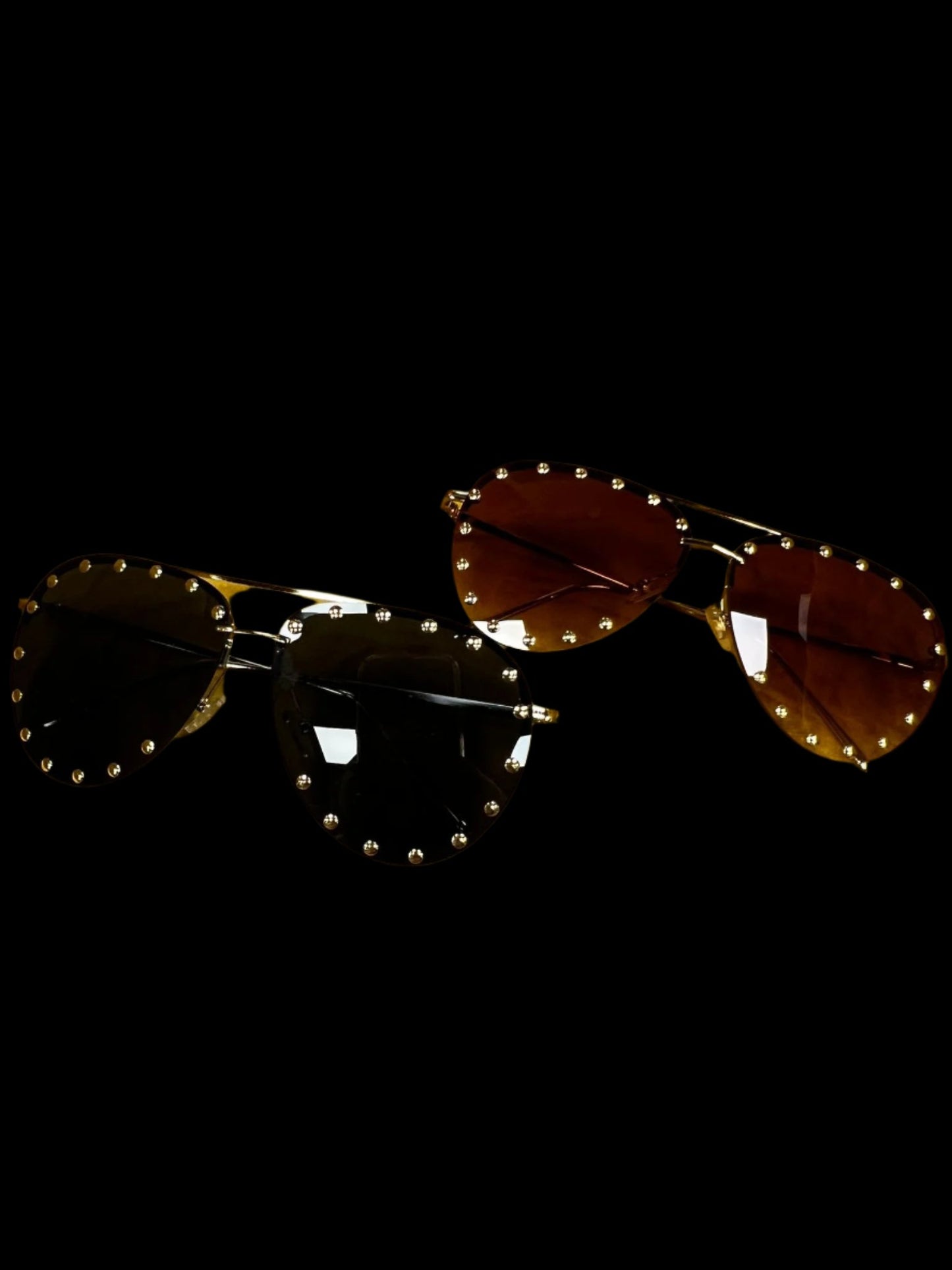 Double bridge studded aviator sunglasses